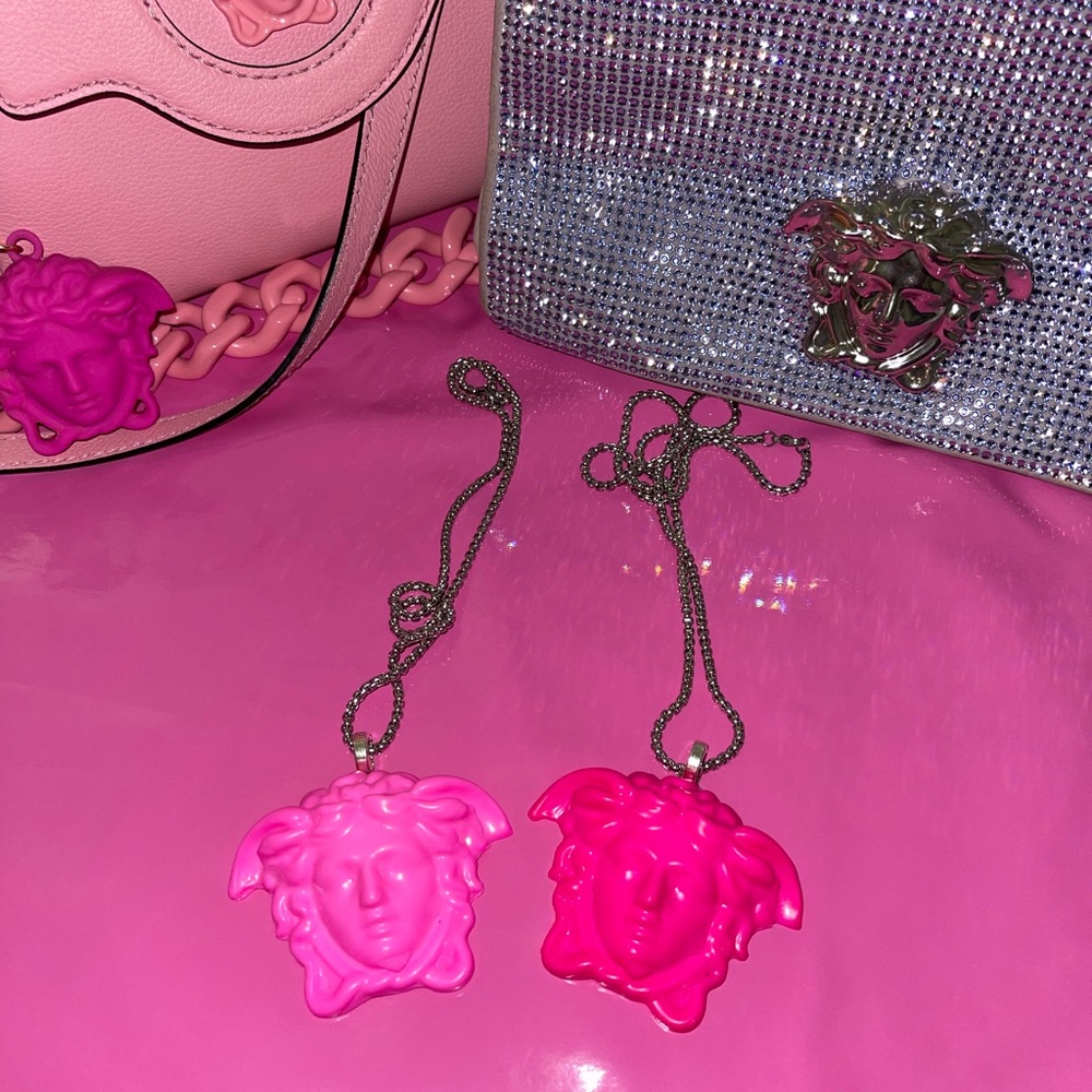 Medusa pendant/ necklace large pink Medusa head